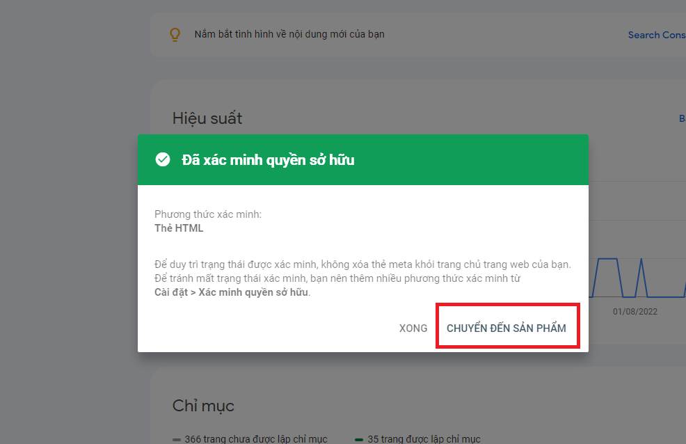 Click Chuyển đến sản phẩm